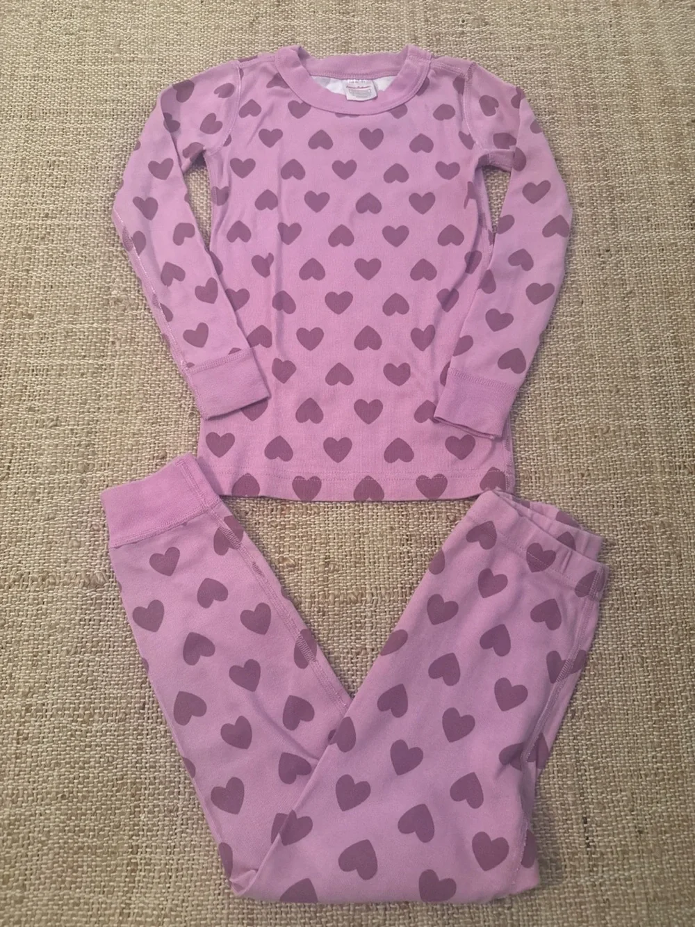 Hanna Andersson Print Long John Pajamas 5T Purple Hearts